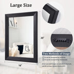 Aazzkang Black Mirrors For Wall Rectangle Wood Framed Mirror 20''X16'' Decorative Wall Mirror For Bedroom Bathroom Living Room