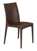 LeisureMod Modern Indoor/Outdoor Home Decorative Furniture Weave Mace Dining Chair (Armless) - Brown
