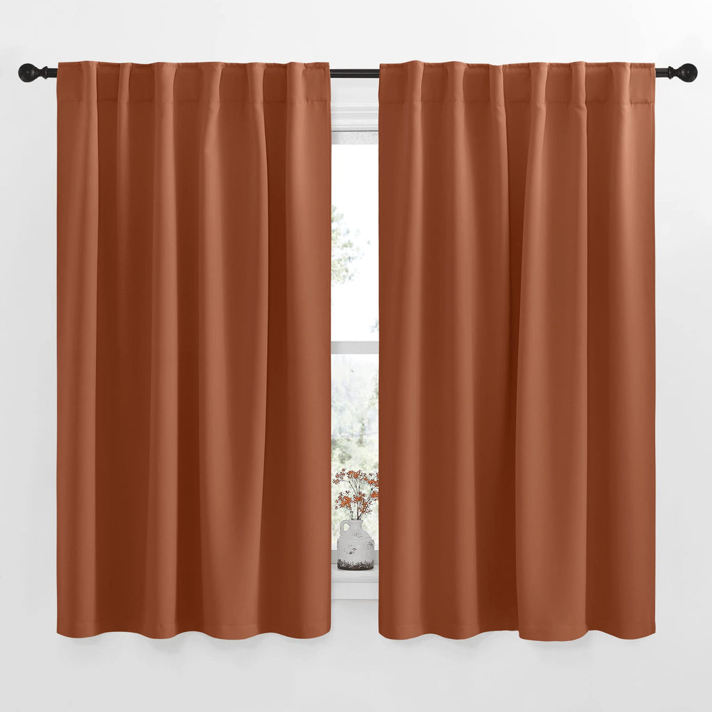 NICETOWN Halloween Blackout Curtain Blinds Window Panels, Burnt Orange Color, W52 x L63, Double Panels, Thermal Insulated Blacko
