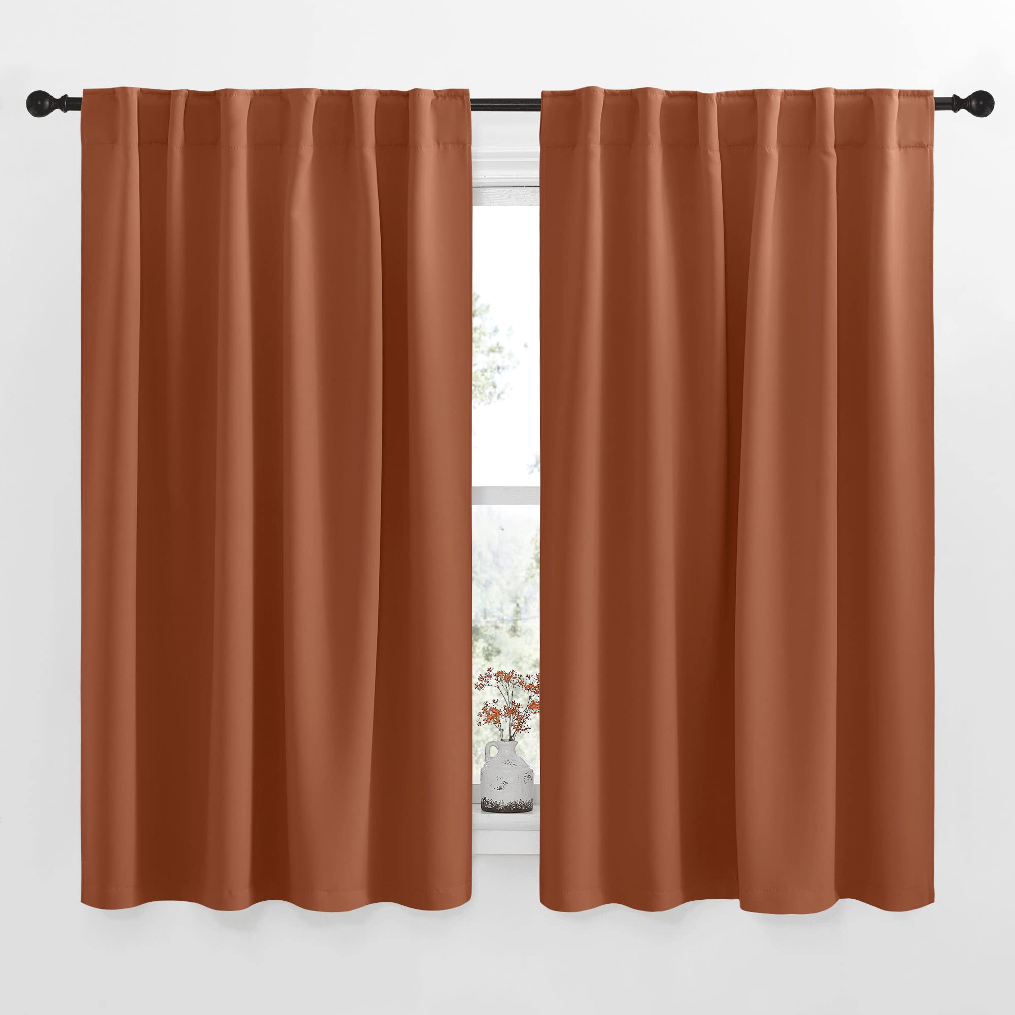 NICETOWN Halloween Blackout Curtain Blinds Window Panels, Burnt Orange Color, W52 x L63, Double Panels, Thermal Insulated Blacko