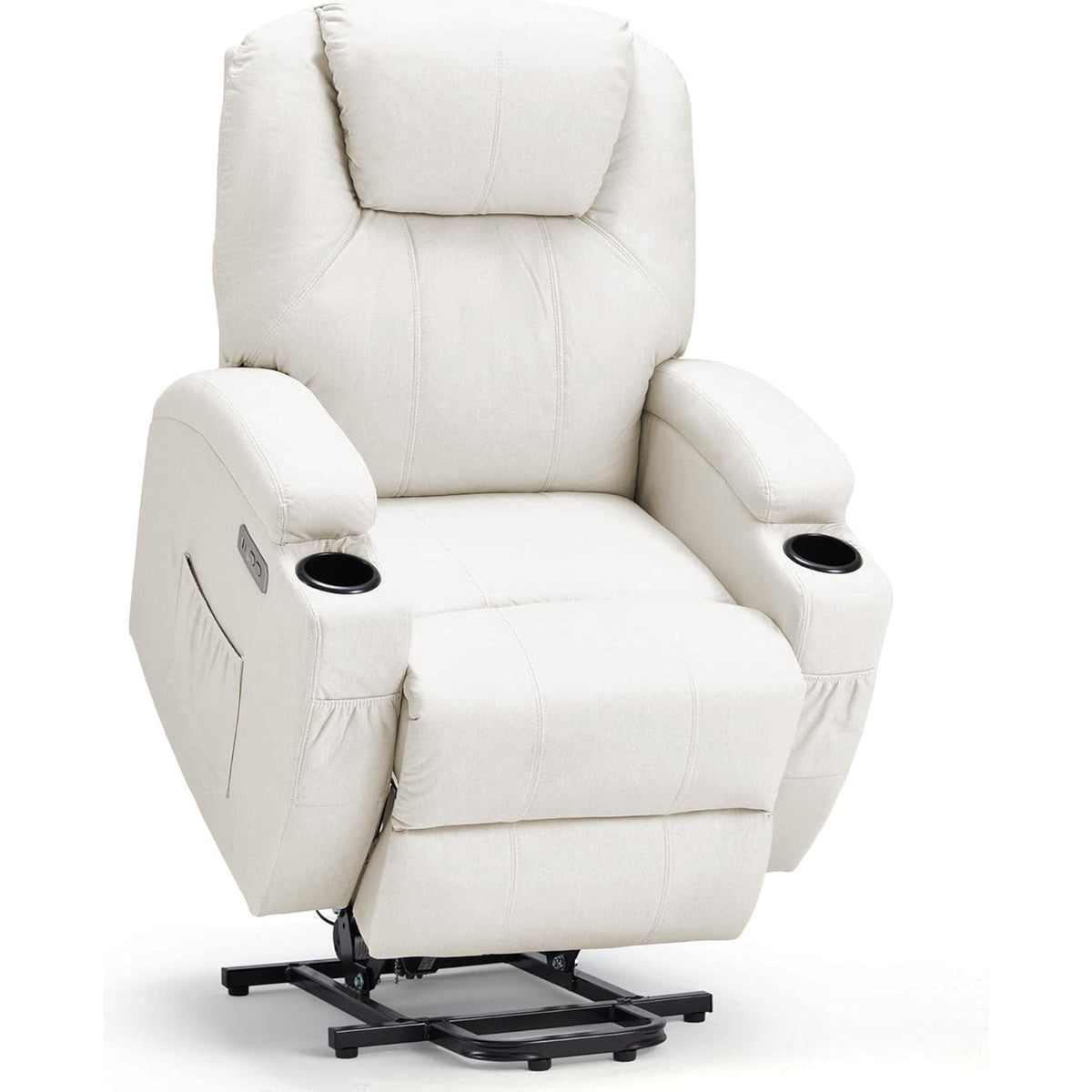 Esright Power Lift Recliner Chair For Elderly, Electric Lift Chair Sofa With Side Pockets, Usb & Type-C Ports, Cup Holders, Beig