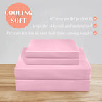 Elegant Comfort Luxurious 4-Piece Silky Satin Sheet Set, Skin And Hair Friendly, Wrinkle, Fade, Stain Resistant With Deep Pockets Fitted Sheet, Cooling Soft Satin Sheet Set, Queen, Light Pink