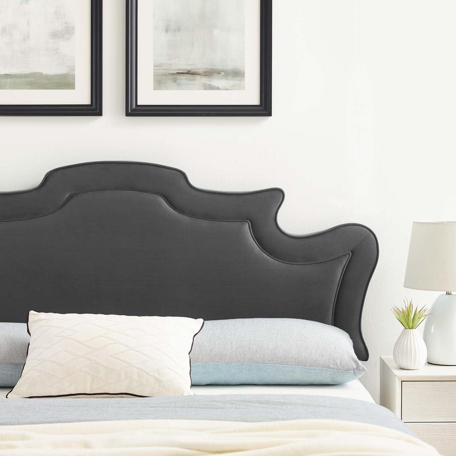 Modway Evangeline Performance Velvet King/California King Headboard In Charcoal