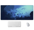 Ssoiu Blue Ocean Big Turtle Desk Mat, Under The Sea Peaceful Extra Large Desk Mat, Extended Mouse Pad Cute, Gaming Desk Mat 35.5
