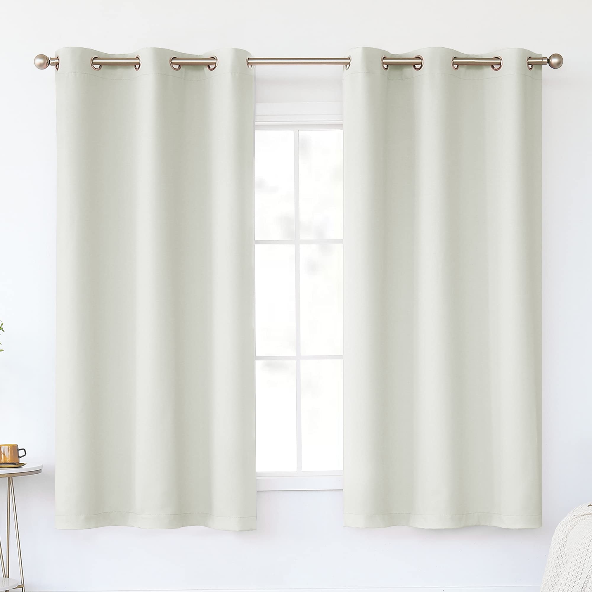 Keqiaosuocai Cream White Blackout Curtains 54 Inches Long For Kitchen - Grommet Room Darkening Thermal Insulated Ivory Curtain D