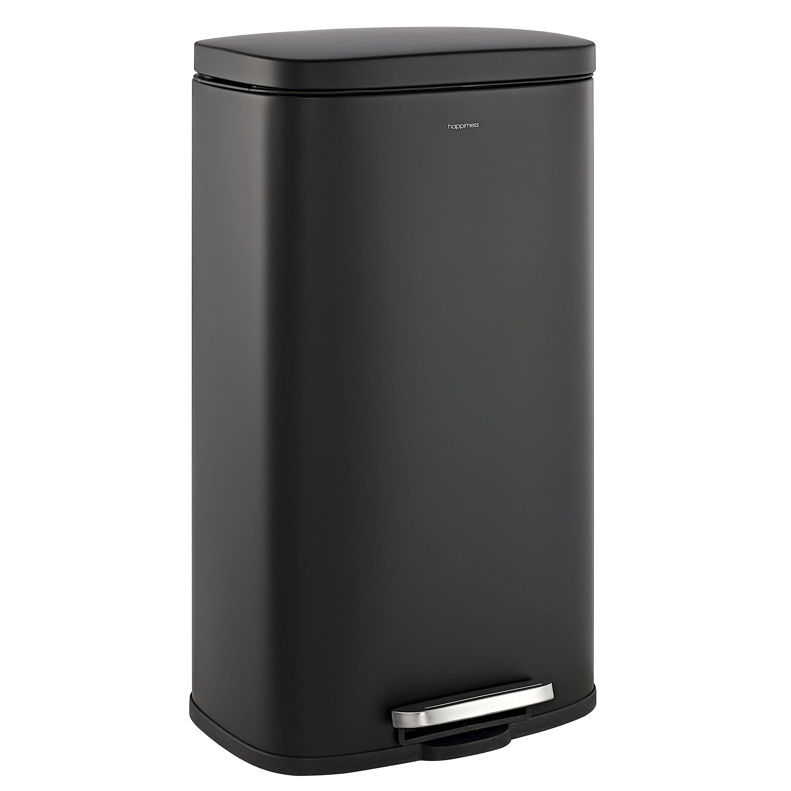 happimess HPM1011B Curtis 8-Gallon Step-Open Trash Can with Soft-Close Lid, Modern, Minimalistic, Fingerprint Proof for Home, Ki
