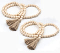 LSKYTOP 58 Inches Wood Bead Garland,Wooden Beads with Tassel,Farmhouse Beads Rustic Prayer Beads Boho Beads for Farmhouse Tiered
