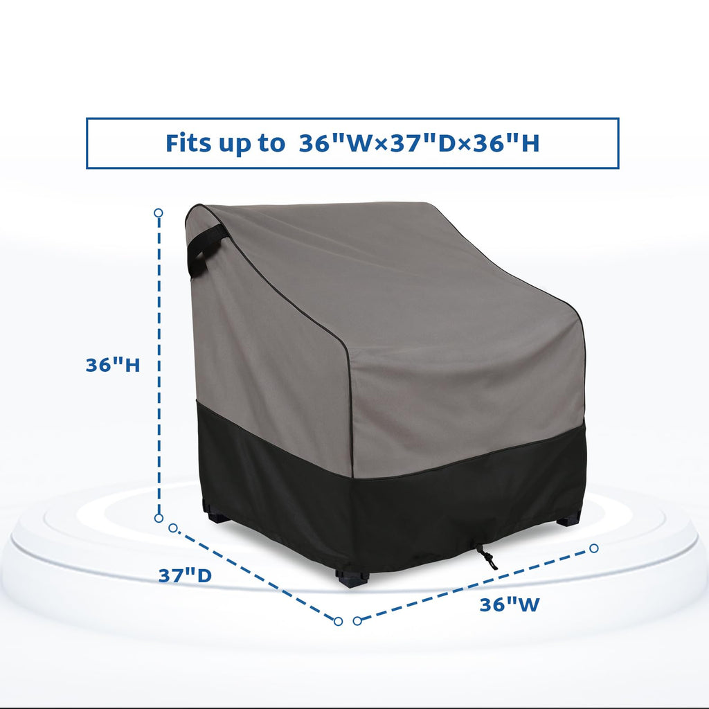 Forspark Outdoor Furniture Covers Waterproof, Heavy Duty Patio Chair Covers 2 Packs, Fits Up To 36 W X 37 D X 36 H Inches-Grey & Black