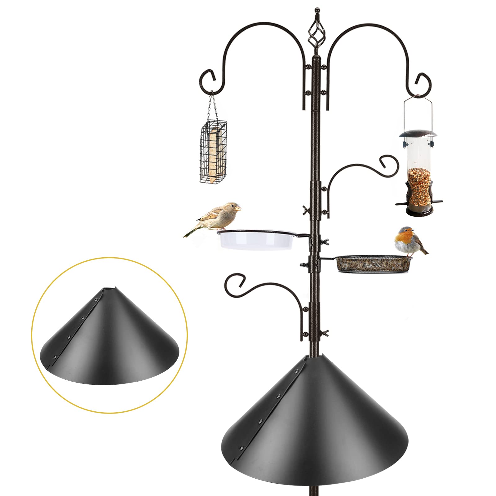 Erytlly Bird Feeders Bird Feeding Station Kit Bird Feeding Pole Wild Bird Feeder Hanging Kit With Squirrel Guard Baffle Suet Cag