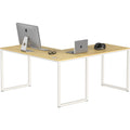 SHW Home Office 55-Inch Large L Shaped Corner Desk, 24 Deep, Oak