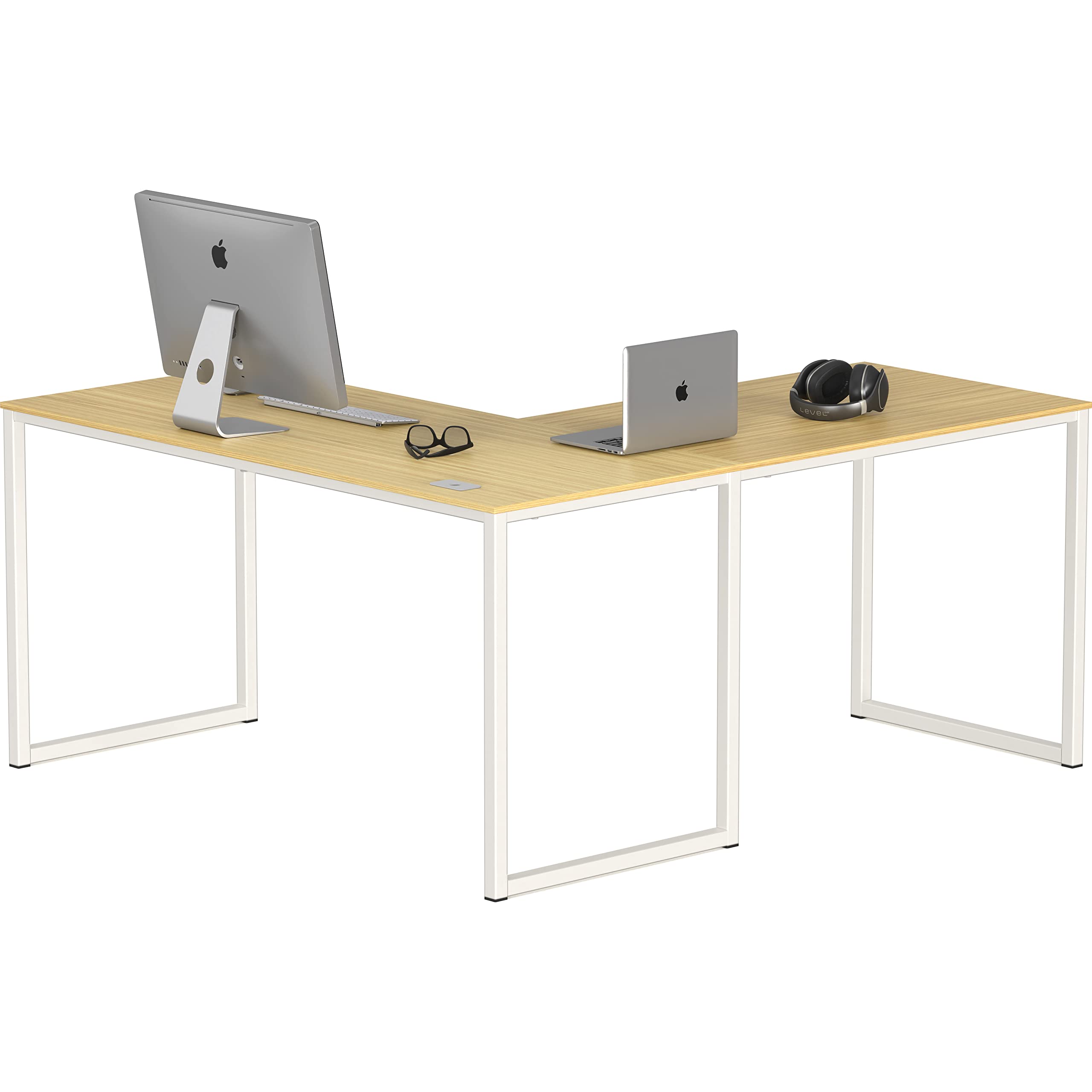 SHW Home Office 55-Inch Large L Shaped Corner Desk, 24 Deep, Oak
