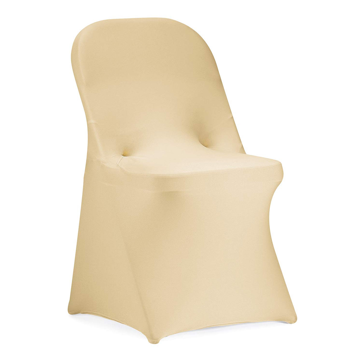Peomeise Stretch Spandex Folding Chair Cover For Wedding Party Dining Banquet Event (Champagne,12Pcs)