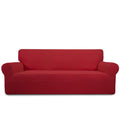 Purefit Stretch Oversized Sofa Slipcover – Spandex Jacquard Non Slip Soft Couch Sofa Cover, Washable Furniture Protector With Non Skid Foam And Elastic Bottom For Kids (Oversized Sofa, Red)
