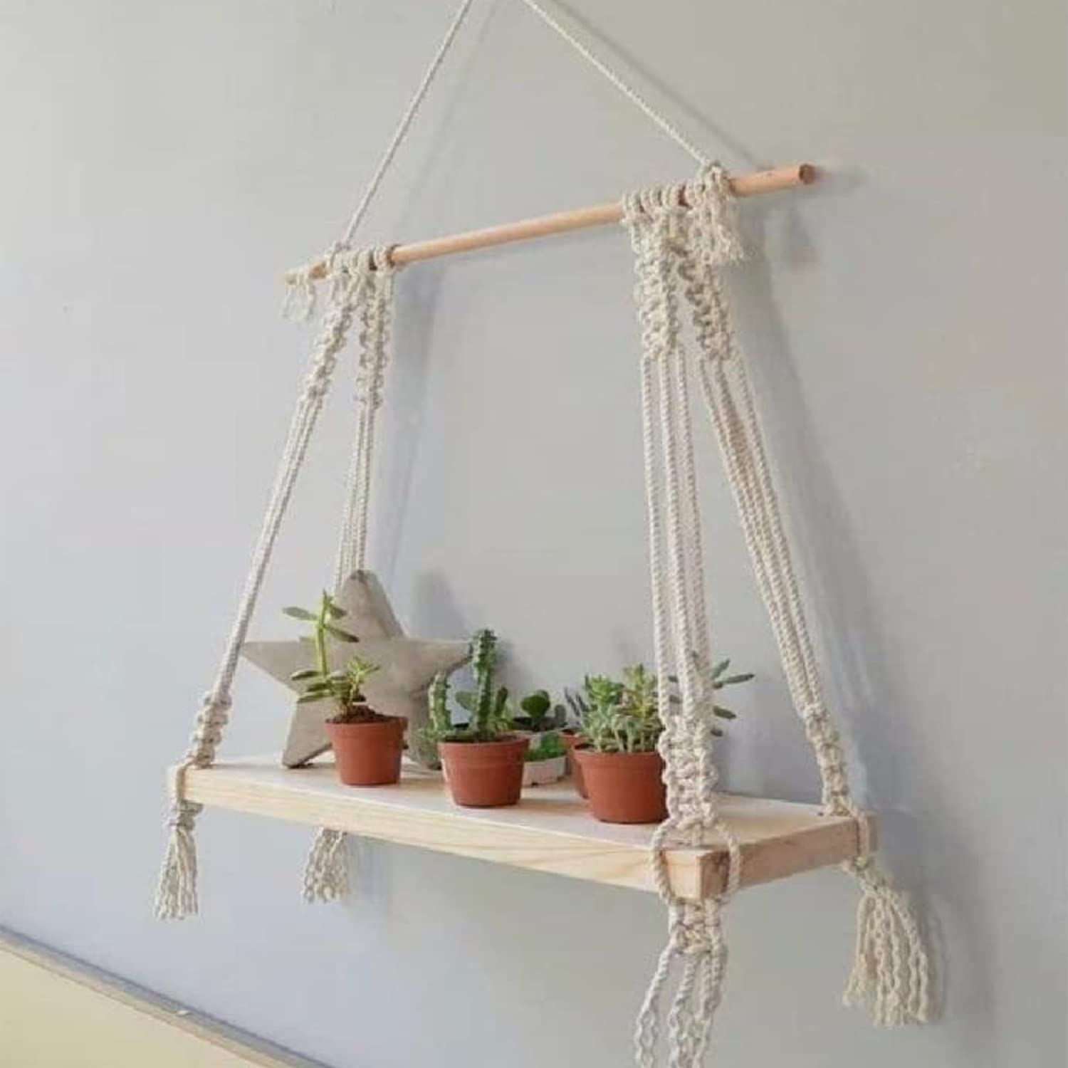 Kaahira Macrame Wall Hanging Shelf Organizer | Boho Macrame Wall Hanging | Macrame Tapestry Shelf Housewarming Gift  (12X5X24Cm
