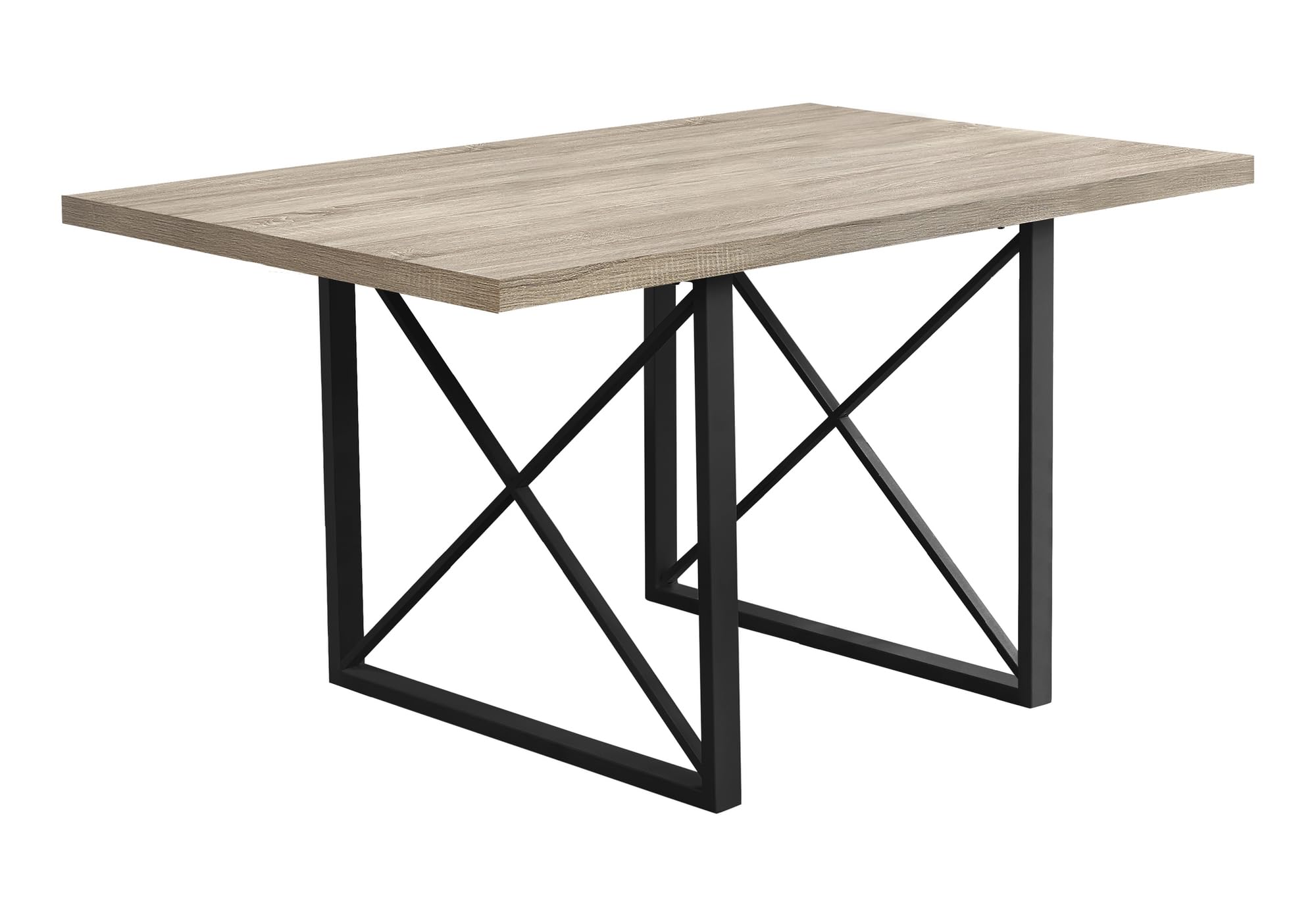 Monarch Specialties I Dining Table - 36&quot;X 60&quot; / Dark Taupe/Black Metal,