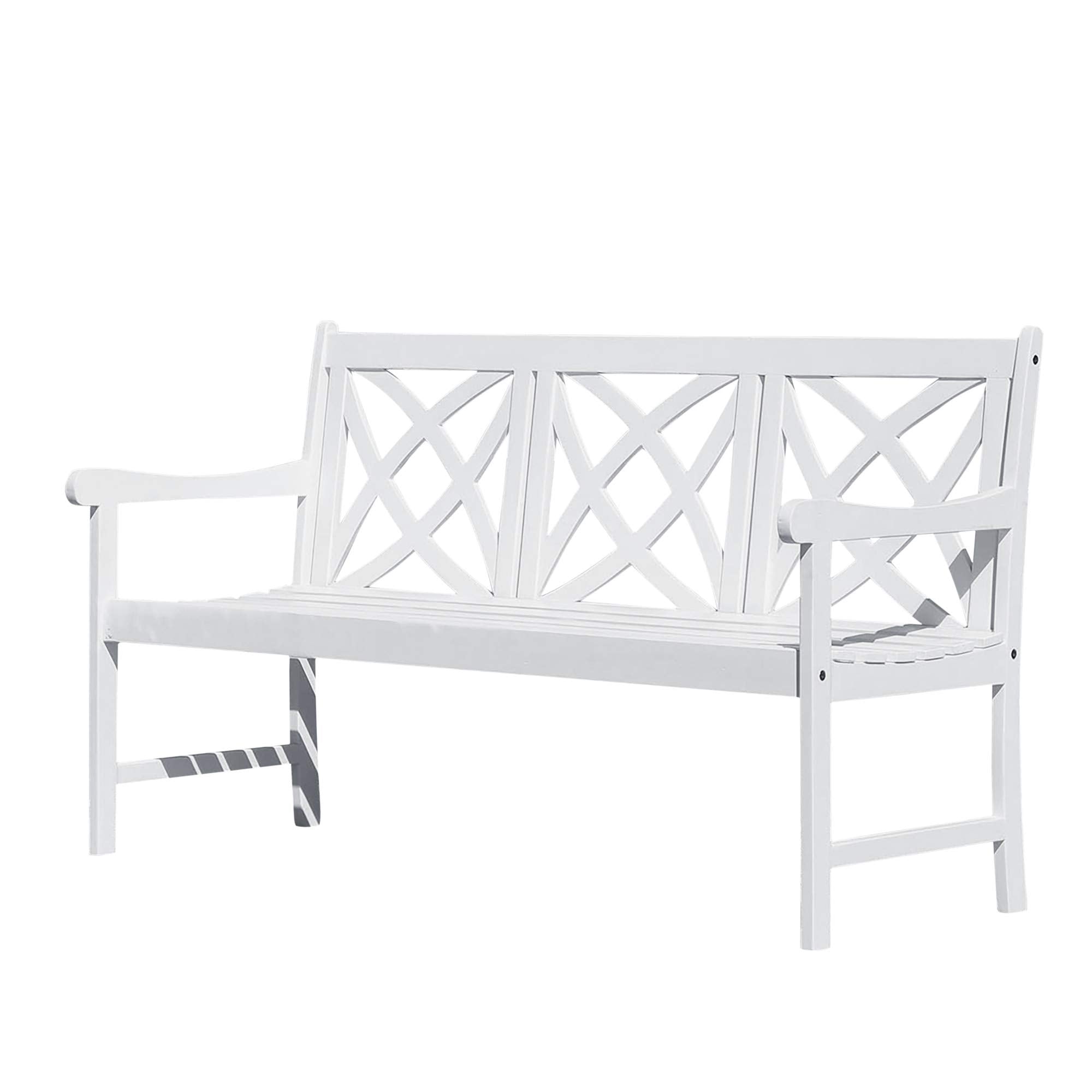 Vifah Bradley Outdoor Patio 5-Foot Wood Garden Bench in White