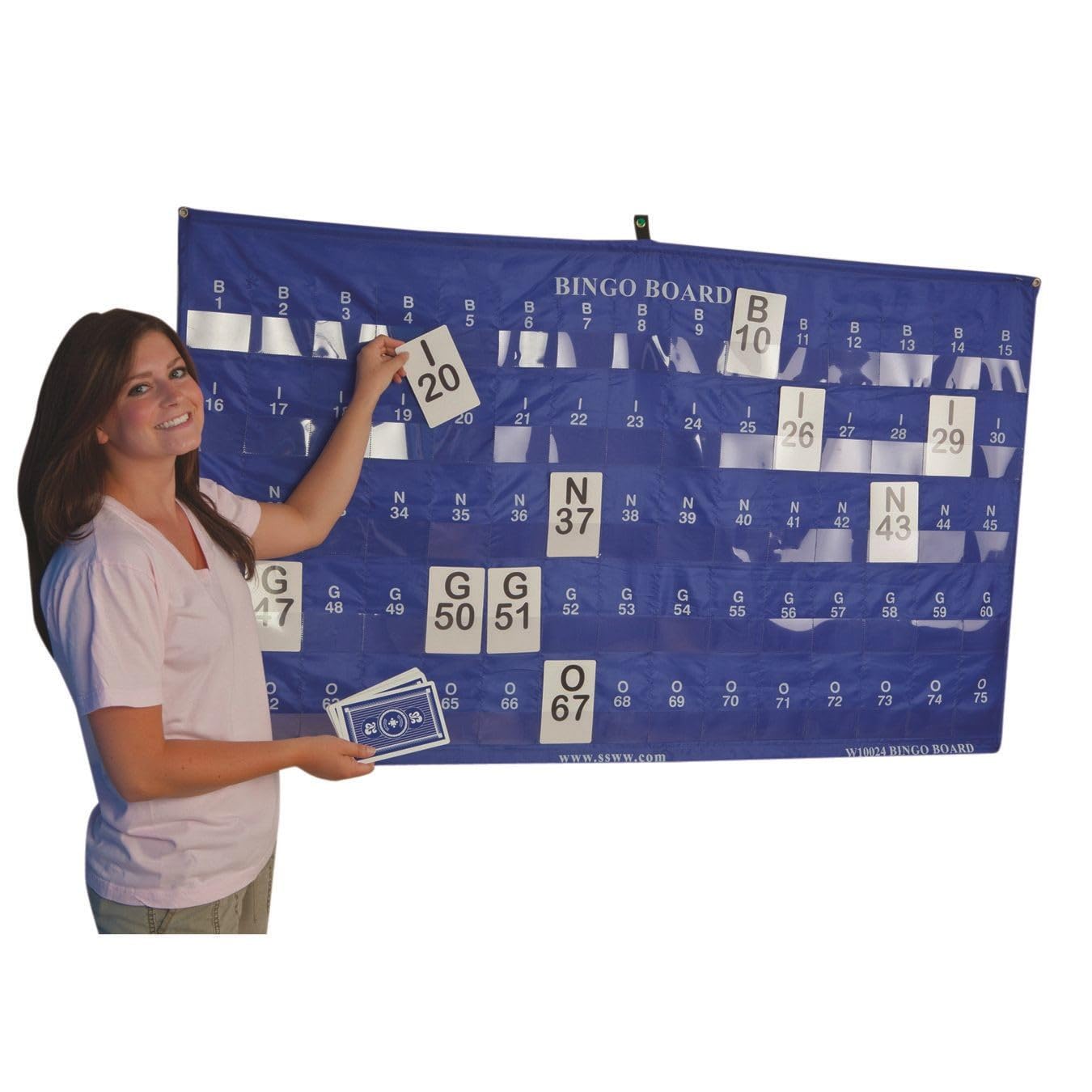 S&S Worldwide Manual Bingo Masterboard Pocket Chart. Large 60' L X 35' W Chart With 75 Pockets To Hold Bingo Calling Cards. Po