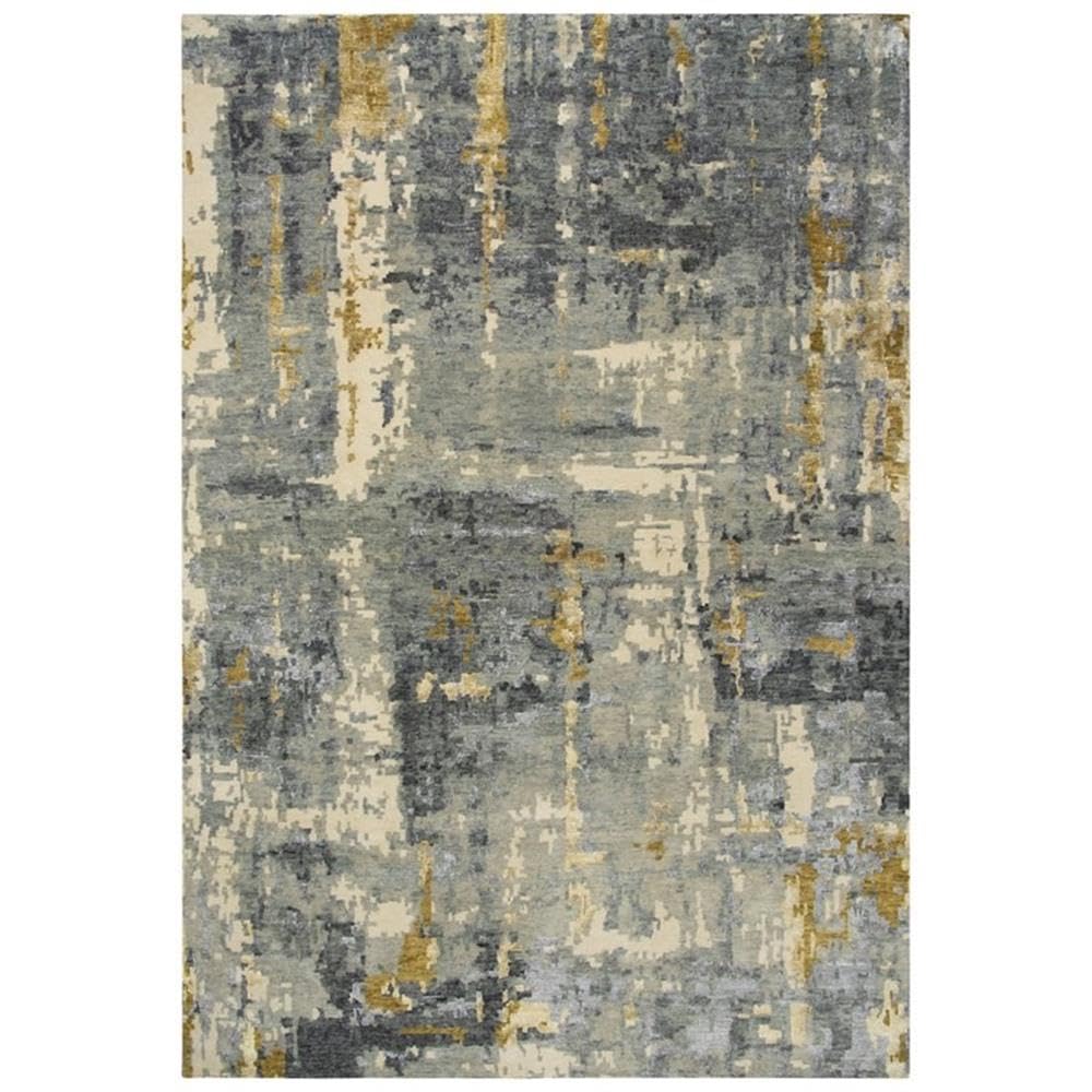 Noble 9' X 12' Abstract Gray/Beige/Gray/Rust/Blue Hand Knot Area Rug