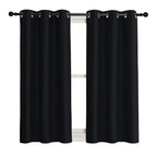 Nicetown Black Out Curtain Panel Shade, Single Piece, 42 Inches Wide By 45 Inches Long, Black, Solid Energy Efficient Eyelet Top Window Blind For Guest Room
