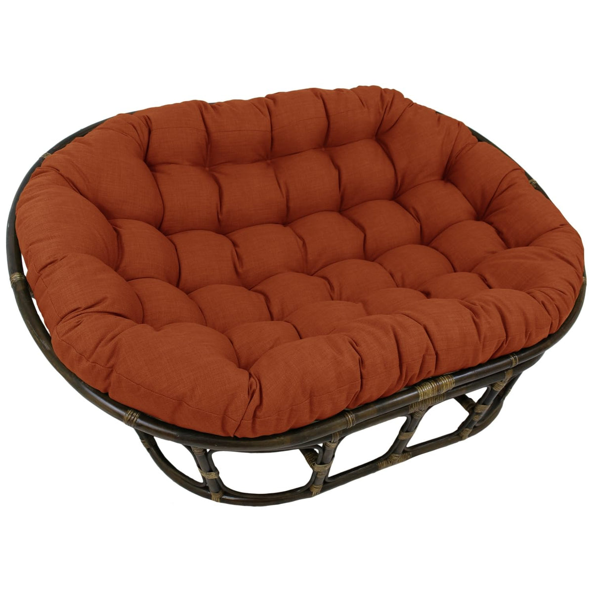 International Caravan Rattan Double Papasan Chair With Outdoor Cushion Red