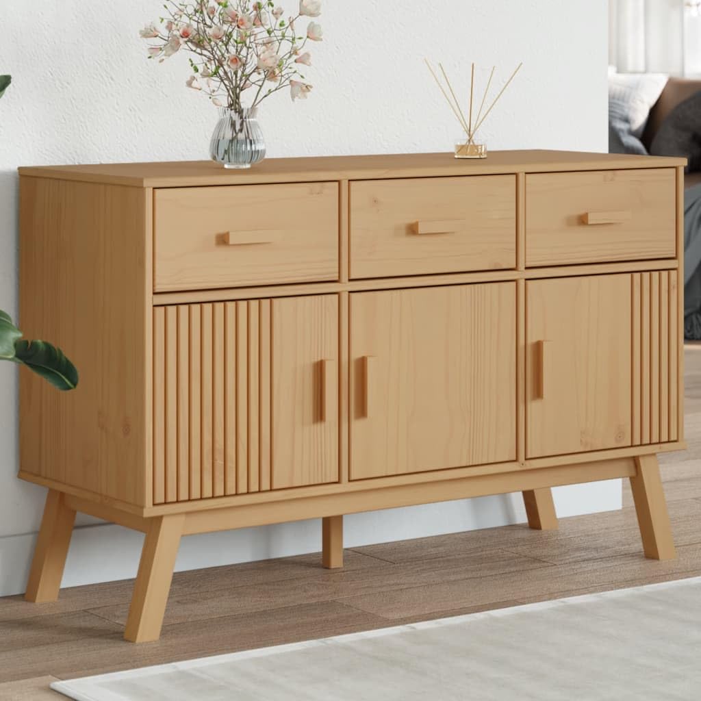 vidaXL Sideboard Storage Cabinet Kitchen Living Room Brown Solid Wood Pine