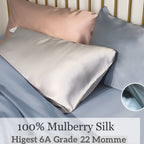 Mulberry Silk Pillowcase King For Hair And Skin Made In Usa, 22 Momme Pure Silk, Anti Acne Pillow Cases With Zipper, 6A Grade Or