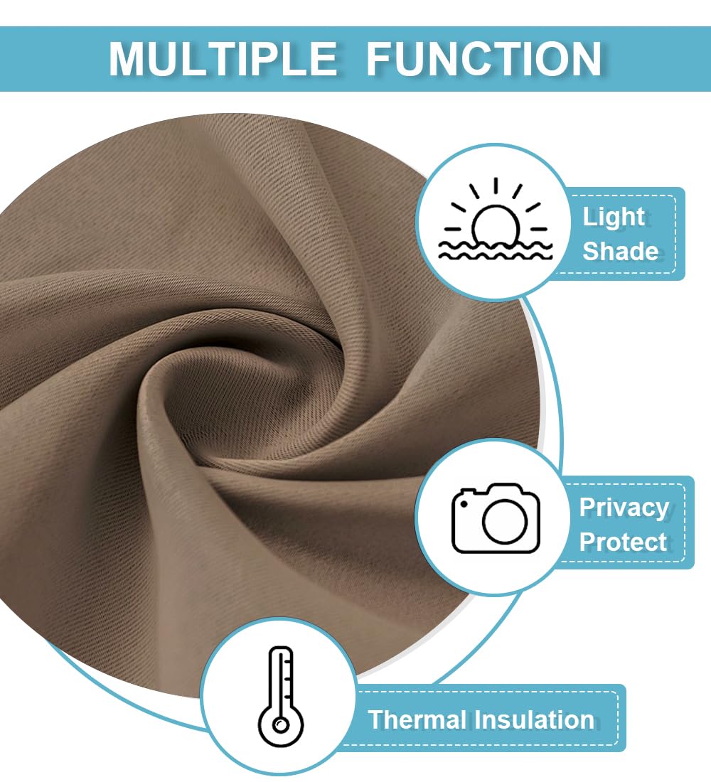 Ryb Home Blackout Door Curtains 2 Panels Set, Privacy Insulating Glass Window Door Blind Shdes For French Door Nana Door Sidelight Door Office, W 26 X L 72, Mocha