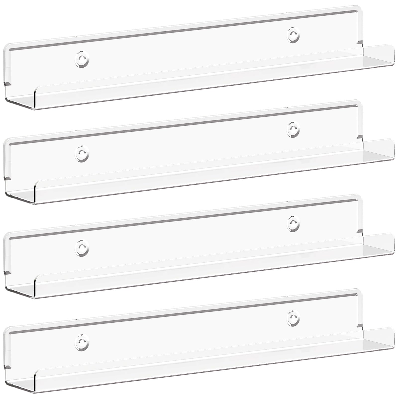 Lifewit Floating Shelves For Vinyl Record, 4 Pack 12' Clear Acrylic Wall Shelf Room Decor For Book/Photo/Picture/Makeup Display In Bedroom, Living Room, Bathroom Storage And Organization