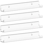 Lifewit Floating Shelves For Vinyl Record, 4 Pack 12' Clear Acrylic Wall Shelf Room Decor For Book/Photo/Picture/Makeup Display In Bedroom, Living Room, Bathroom Storage And Organization
