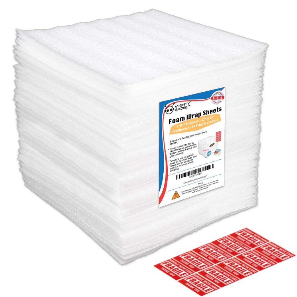 50 Sheets Of Mighty Gadget Moving Supplies Extra Thick 1/8    Foam Sheets Packing Supplies Packing Foam Works Like Packing Paper