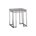 Benjara End Table With Rectangular Tabletop And Metal Legs, Silver And Brown