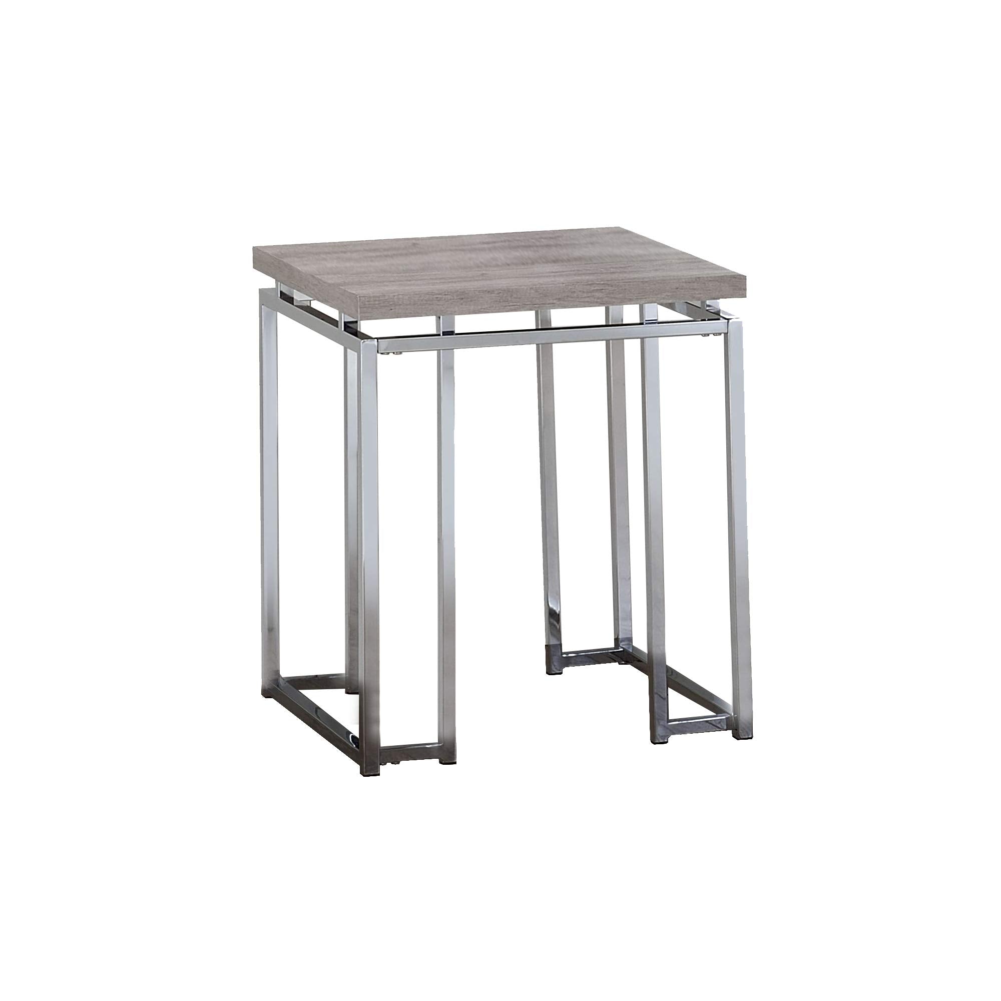 Benjara End Table With Rectangular Tabletop And Metal Legs, Silver And Brown