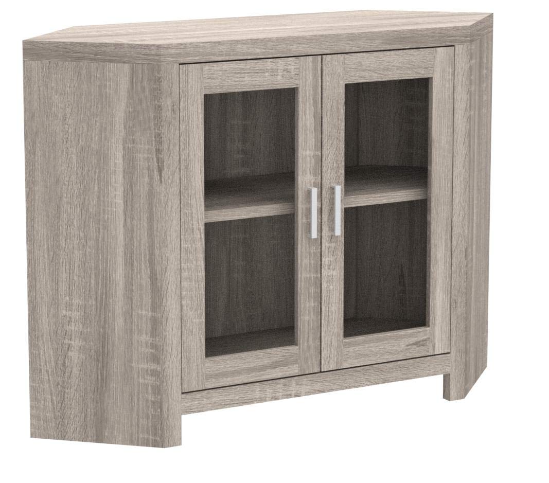Monarch Specialties I Corner with Glass Doors TV Stand, 42', Dark Taupe