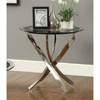 Coaster Home Furnishings Brooke Round Glass Top Side End Table Chrome and Black