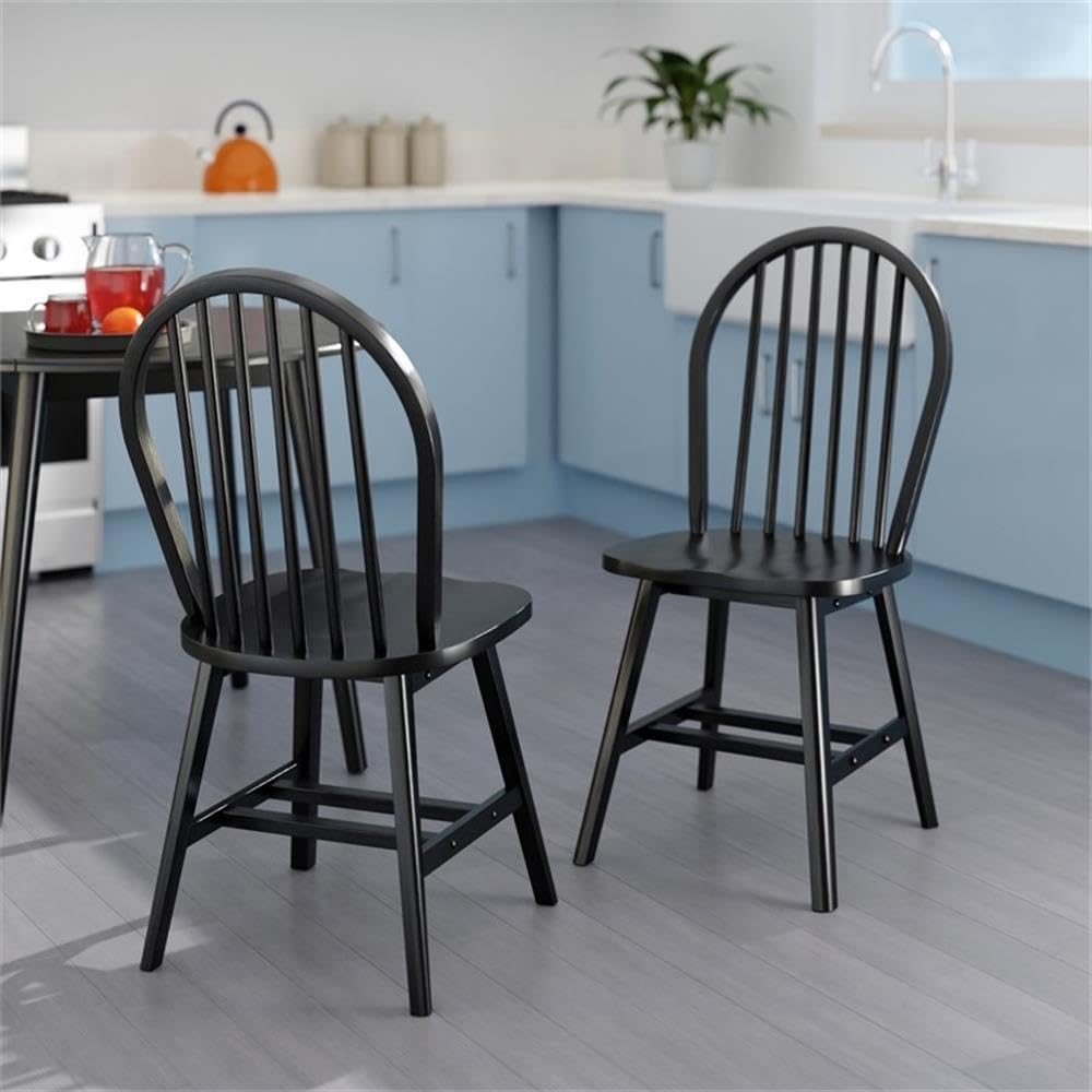 Winsome Windsor 2-Piece Chair Set, Solid Wood, Black Finish