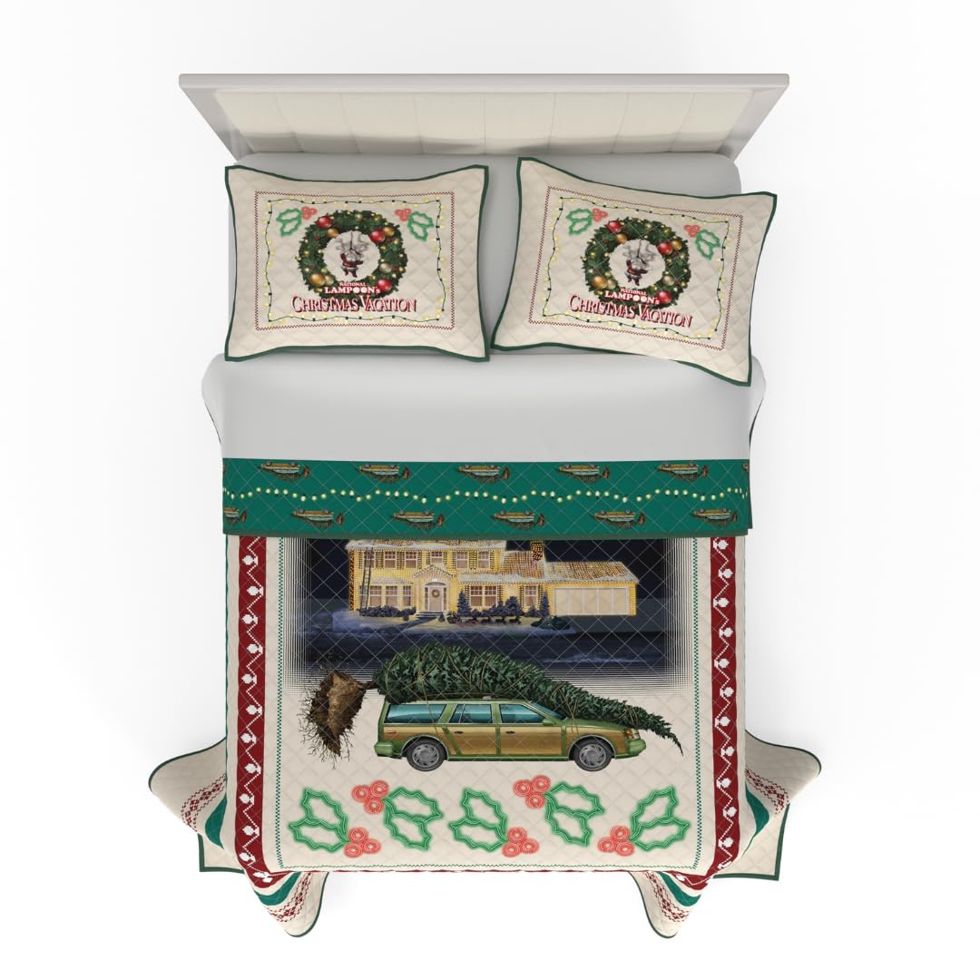 Franco National Lampoon'S Christmas Vacation Holiday Quilt Bedding Super Soft 3 Piece Pillow Sham And Quilt Set, Full Size 88'