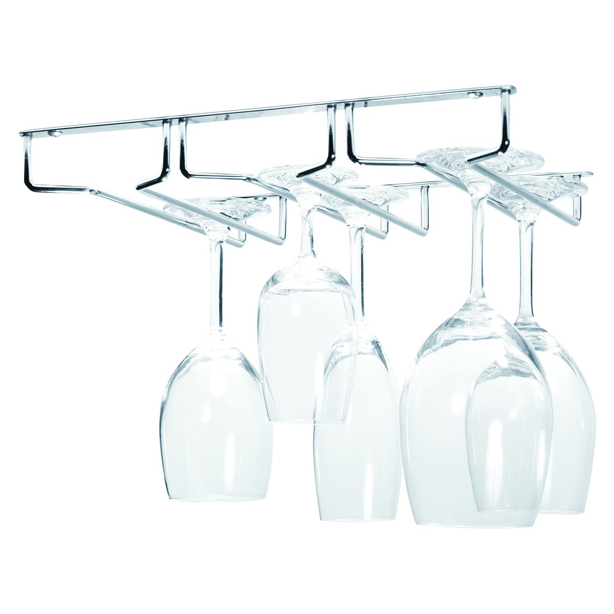 Oenophilia Under Cabinet Stemware Rack, Wine Glass Holder Under Cabinet Kitchen, Chrome Finish, Holds 6-9 Glasses Depending on S