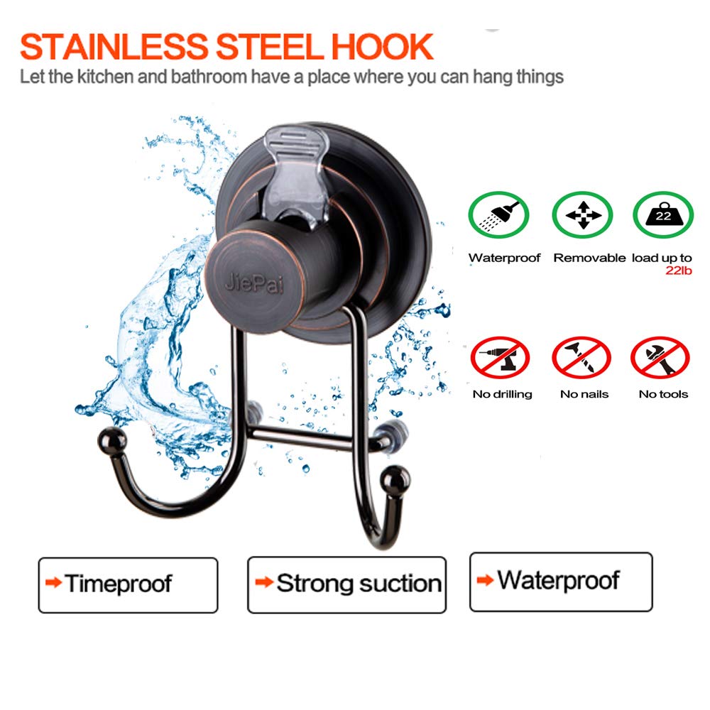 Jiepai Vacuum Suction Cup Hooks Shower Bath Towel Hooks Hanging Towel Holder Wall Towel Rack Organizer For Kitchen, Bathrobe,Loo