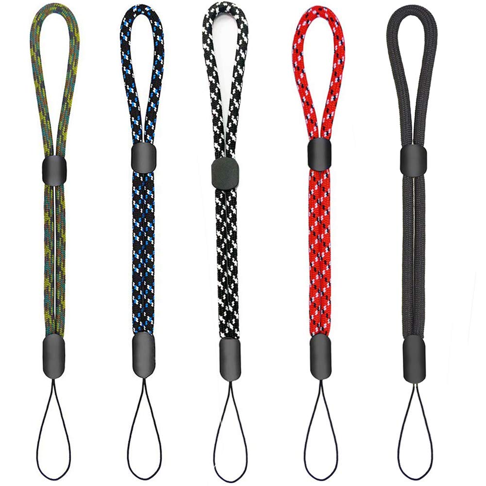 Youowo 5 Pack Wrist Lanyards Adjustable Length Lanyard,For Keys Car Flashlight Cell Phone Pen Wraps Wristlet Keychain,Black Red