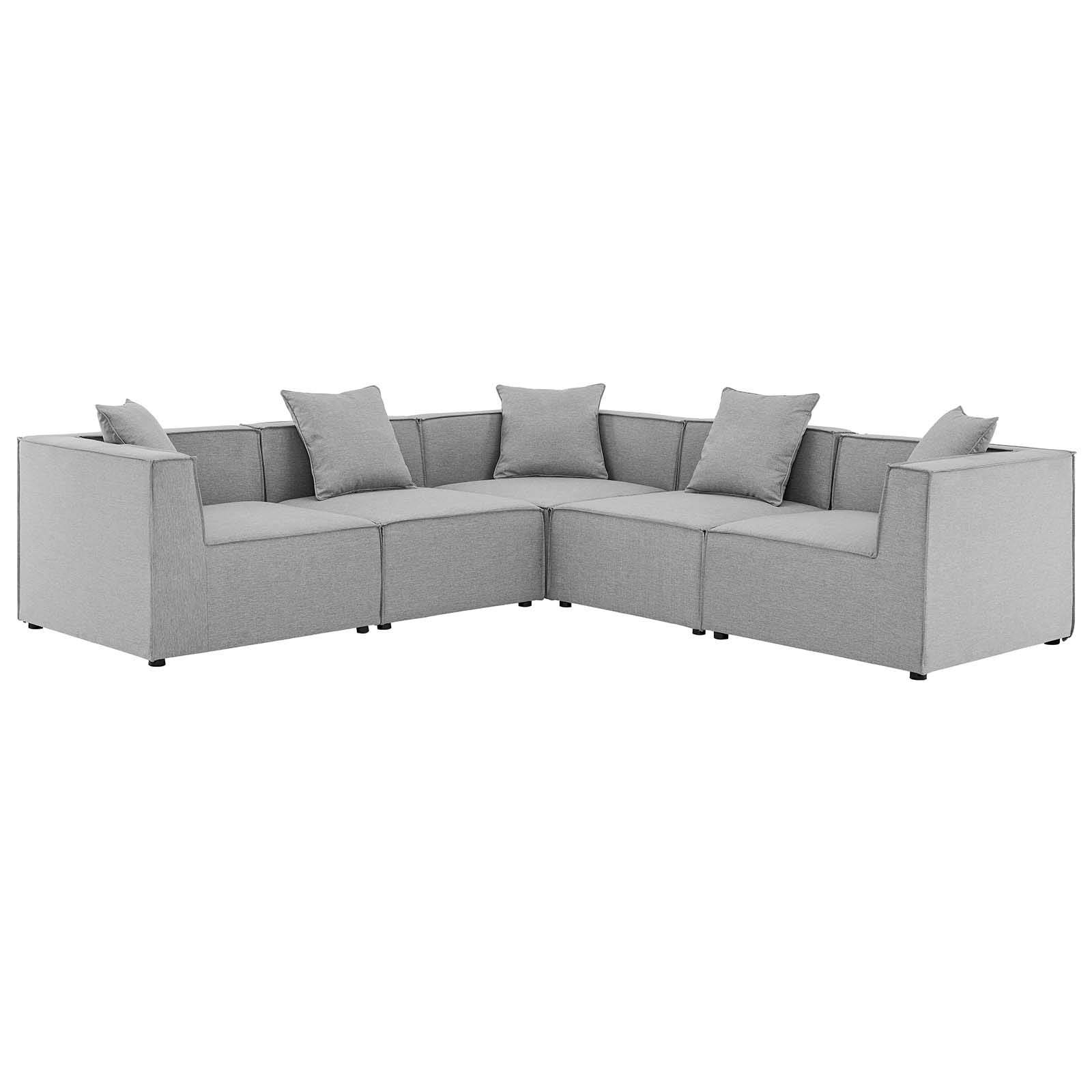 Modway Eei-4384-Gry Saybrook Patio Upholstered Sectional Sofa In Gray, 5-Piece Set