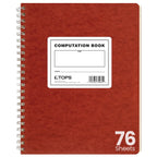 Tops Top35061 Computation Book, 11.75 X 9.5 Inches, Double Wire, 152 Numbered Pages, Quadrille Ruled, 76 Sheets, Buff, (35061)