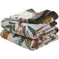 Boho Throw Blanket for Bed 80   x90   , 100% Cotton Woven Blanket for Couch Sofa, Ultra Soft 4-Layer Muslin Quilt with Vintage F