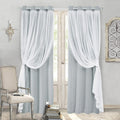 SOFJAGETQ Light Grey Double Layered Curtains - Mix & Match Window Drapes, Grey Blackout 2 Layers Curtain Decor for Living Room B
