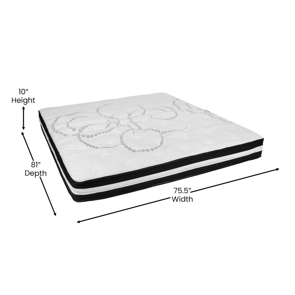 Flash Furniture Tribeca King Size Tufted Upholstered Platform Bed In Dark Gray Fabric With 10 Inch Certipur-Us Certified Pocket Spring Mattress