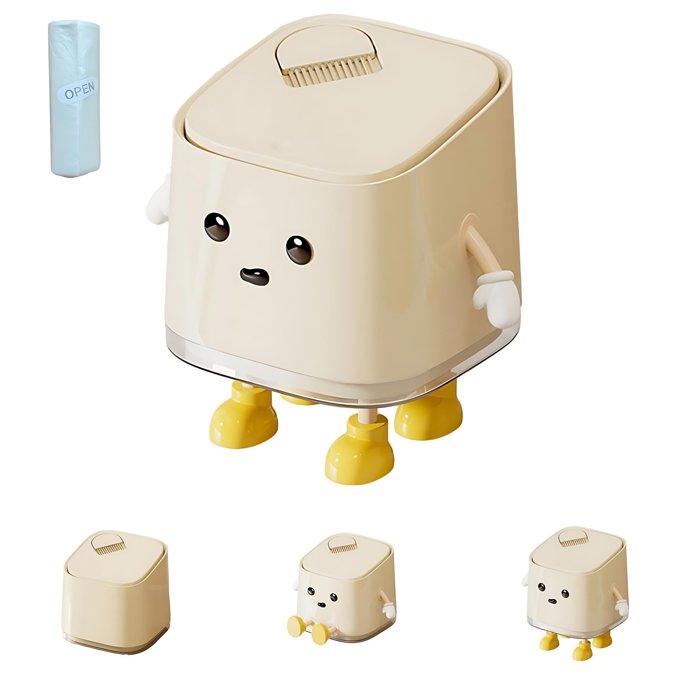 AIWE7D Desk Mini Cute Trash Can with Lid and Brush Small Desktop Trash Can for Bathroom, Bedroom, Kitchen, Car, Office flip top 