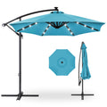 Best Choice Products 10ft Solar LED Offset Cantilever Hanging Market Patio Umbrella, 8 Sturdy Ribs, Easy Adjustment - Sky Blue