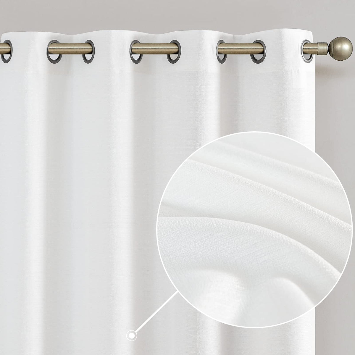 Jinchan White Curtains For Bedroom Casual Weave Linen Look Privacy Living Room Curtains 2 Panel Sets 72 Inches Long White