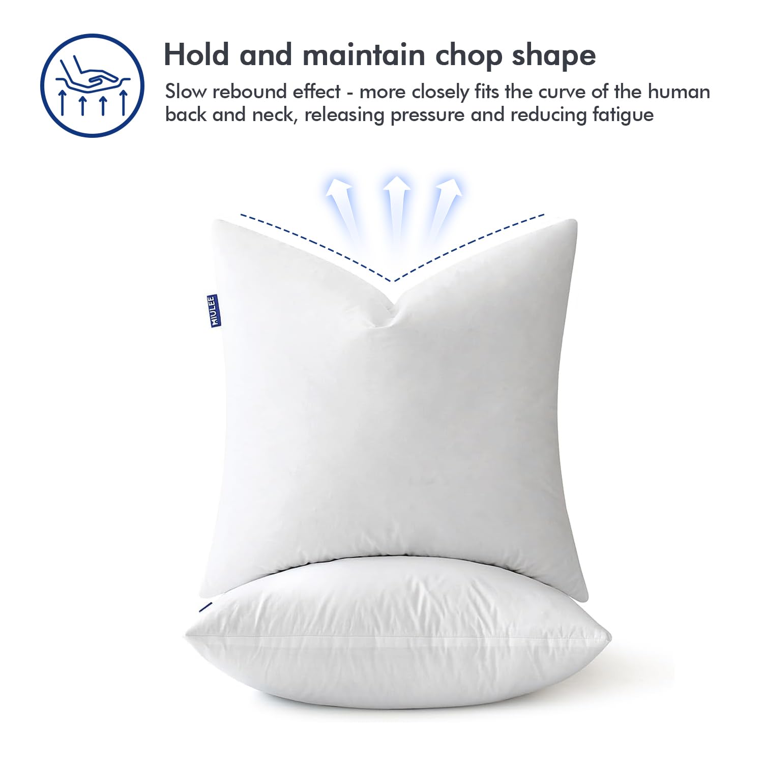 Miulee 20X20 Pillow Inserts,Set Of 2 Down Feather Throw Pillows For Couch Sofa Bed, Decorative Fluffy Throw Pillow Inserts Cotton Fabric,White