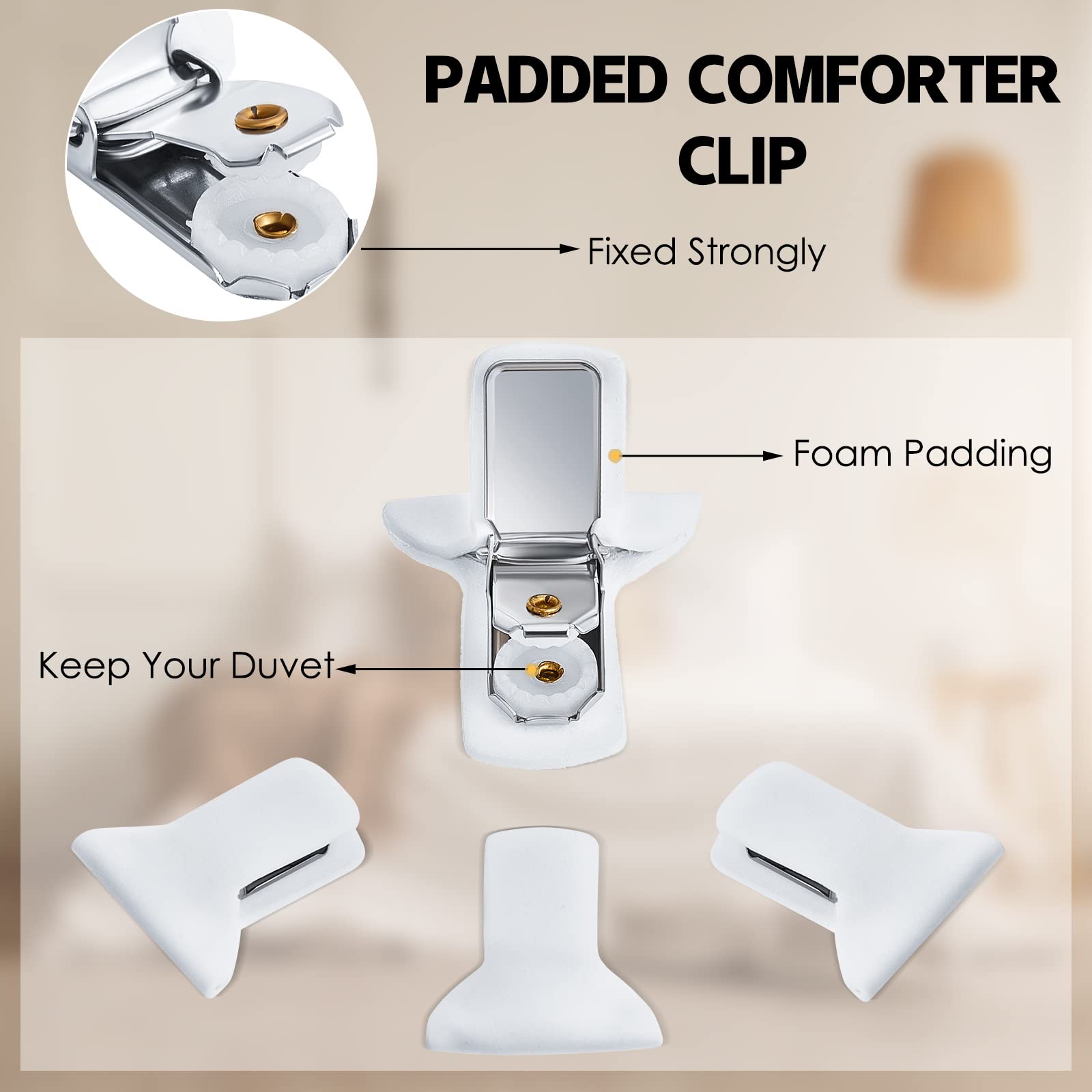 Padded Comforter Clips Duvet Clips White Padded Clips Blanket Fasteners To Secure Bedding For Preventing Comforters From Shiftin