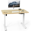 VIVO Electric 43 x 24 in Standing Desk, Memory Height Adjustment, 1B Series, Holds 220 lbs, Light Wood Top, White Frame, DESK-1W